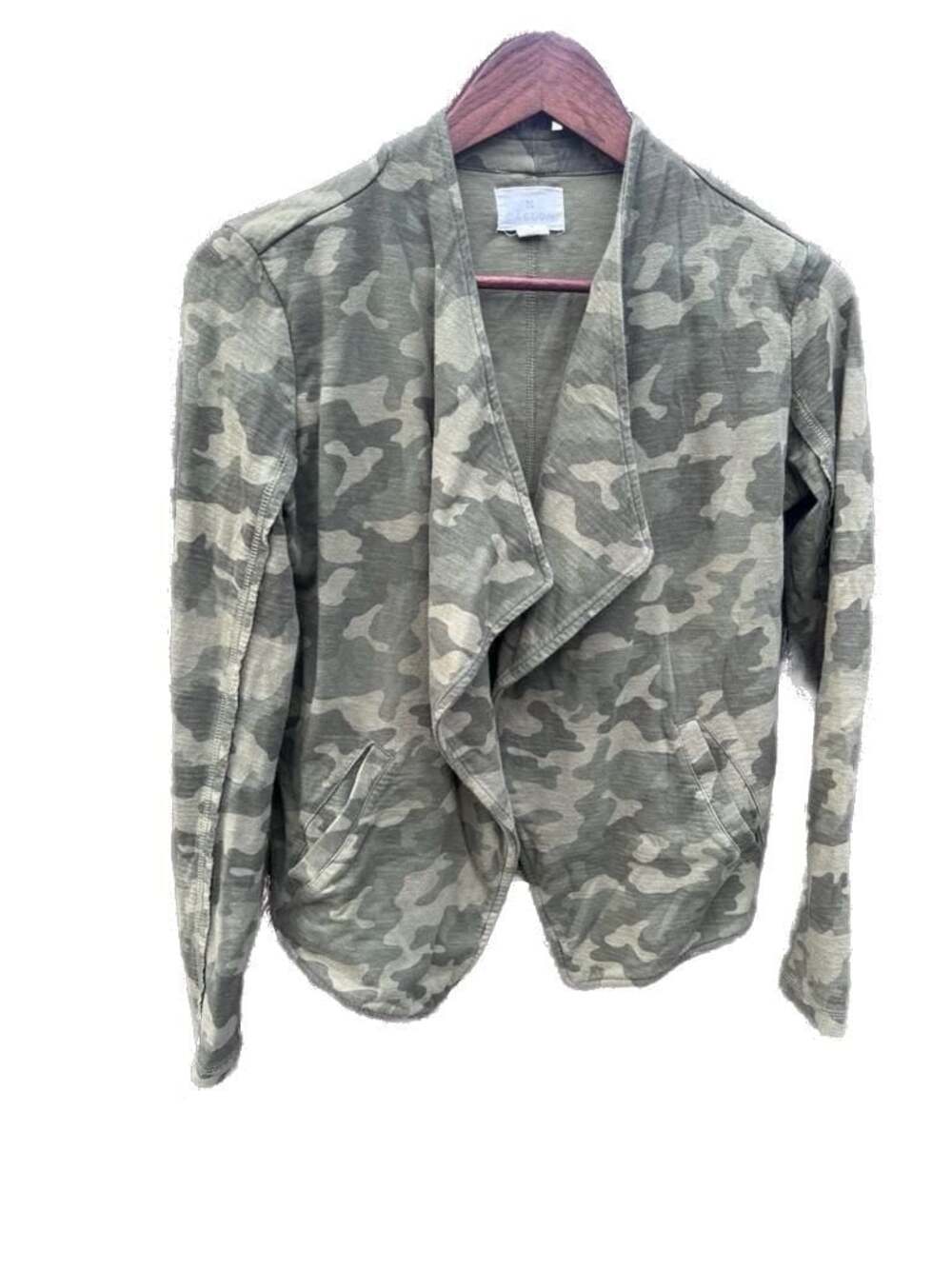 Caslon Camo Draped Open Front Jacket Cardigan Size S